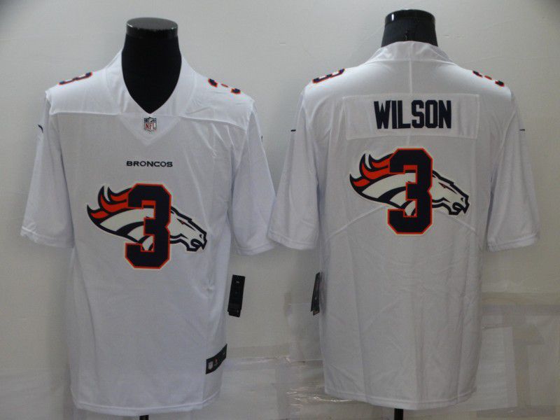 Men Denver Broncos 3 Wilson White shadow Nike Limited 2022 NFL Jersey